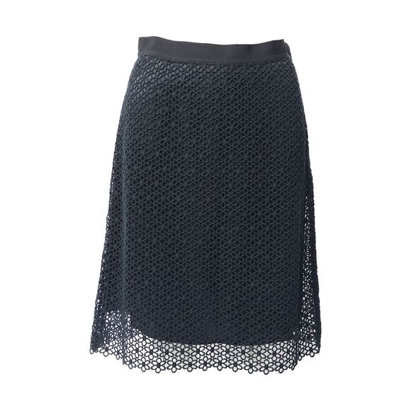 Carolina Herrera Lace Skirt in Black Cotton